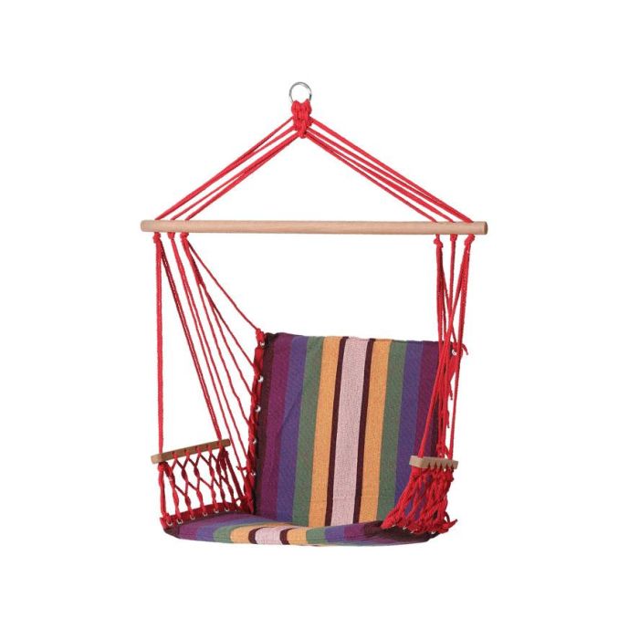 Silla Hamaca Textil Con Barra 200x100 cm Multicolor Rojo