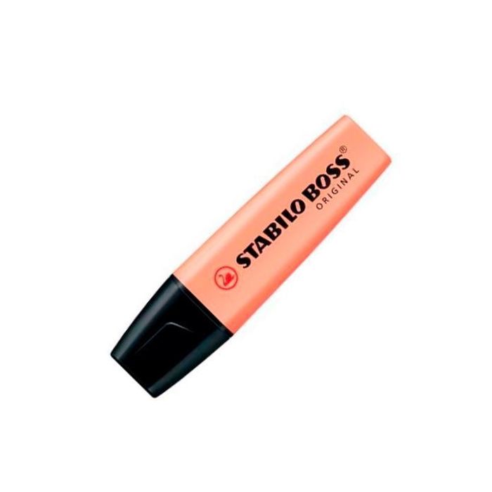 Stabilo Marcador Fluorescente Boss Original Naranja Pálido 10 Unidades, Tinta Base Agua Antisecado 4h (10 Unidades)