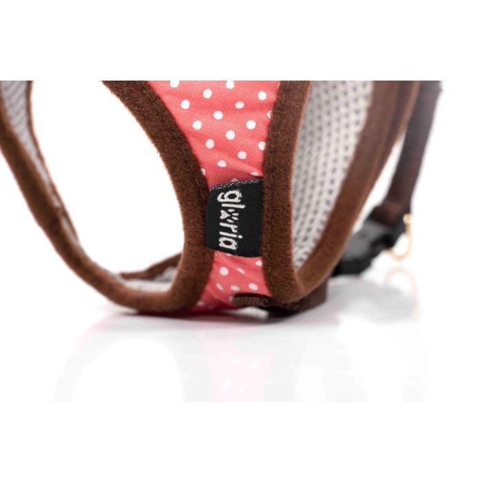 Gloria Petral para Perro Puntos Rosa XS Cuello 17-22 cm Pecho 20-25 cm Malla Transpirable Acolchado Ajuste Velcro Cierre Rápido 6
