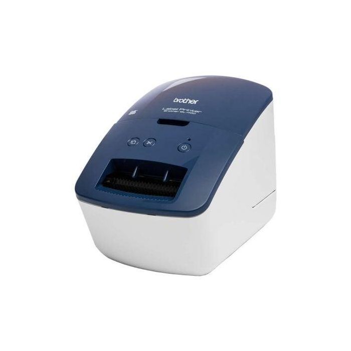 Brother Ql-600B Rotuladora Electrónica - Etiquetadora, Impresión de Códigos de Barras y Logotipos, 44 Etiquetas/Min, Azul y Blanca