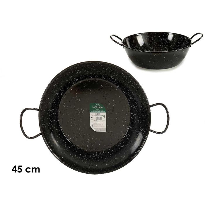 Sartén Honda Esmaltada La Dehesa 45 cm, Acero Esmaltado, Negro (3 Unidades) Sartén Honda Esmaltada La Dehesa 45 cm, Acero Esmaltado, Negro (3 Unidades)
