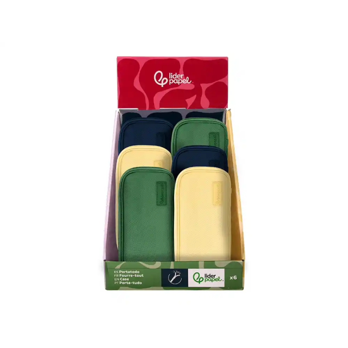 Liderpapel Estuche Portatodo Funky con 3 Cremalleras y Aperturas Laterales 220x100x65 mm