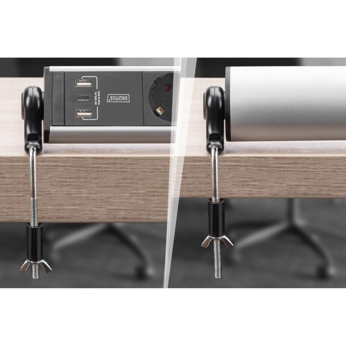 Digitus Regleta 6 Enchufes con 2 USB-A 1 USB-C y Interruptor Negro/Plata 1