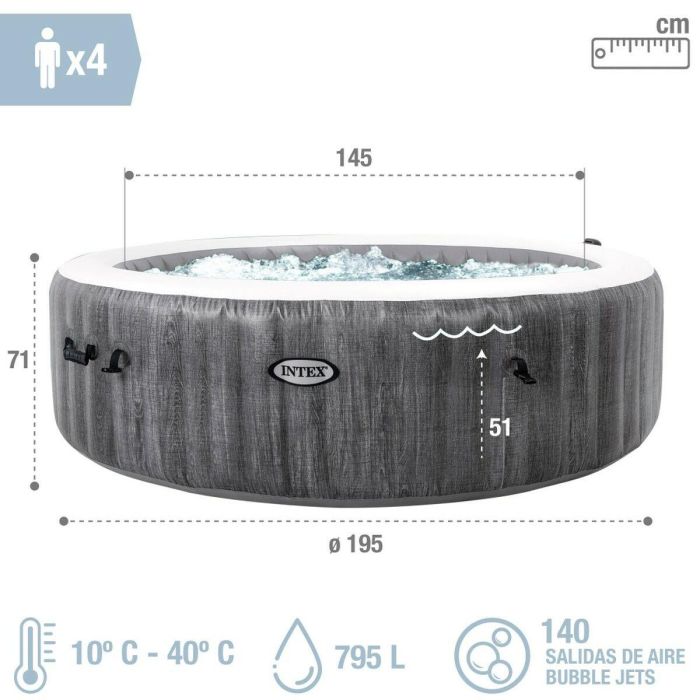 Spa Hinchable Intex Purespa Greywood Deluxe 28440EX 220-240 V 4 plazas 1741 l/h 3