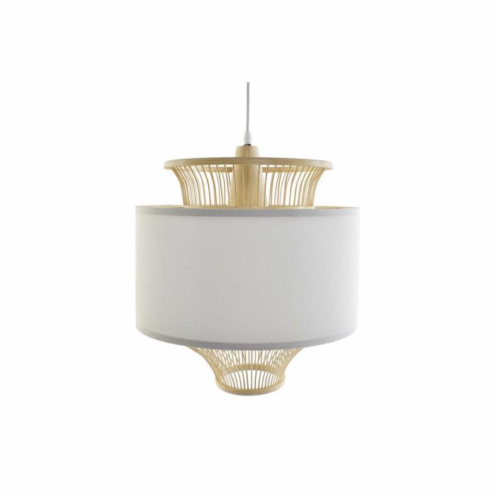 DKD Home Decor Lámpara de Techo Balines de Bambú y Poliéster Blanco Natural 40x40x52cm con Casquillo E27 50W 0 DKD Home Decor Lámpara de Techo Balines de Bambú y Poliéster Blanco Natural 40x40x52cm con Casquillo E27 50W 0