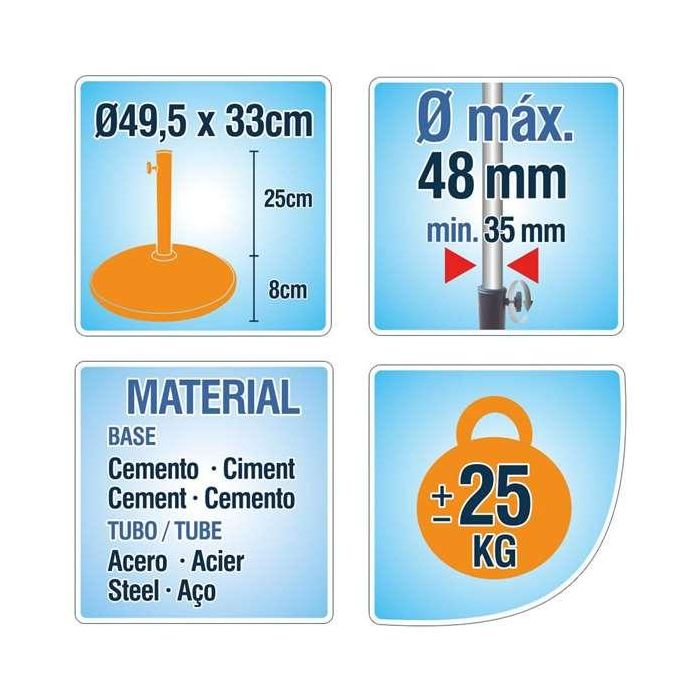 Base para Sombrilla Aktive 50 x 34 x 50 cm Cemento Acero 3