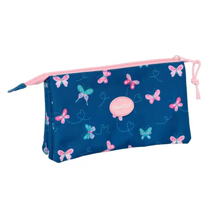 Safta Blackfit8 Mariposas Estuche Portatodo Triple Negro 120x30x220 mm 1