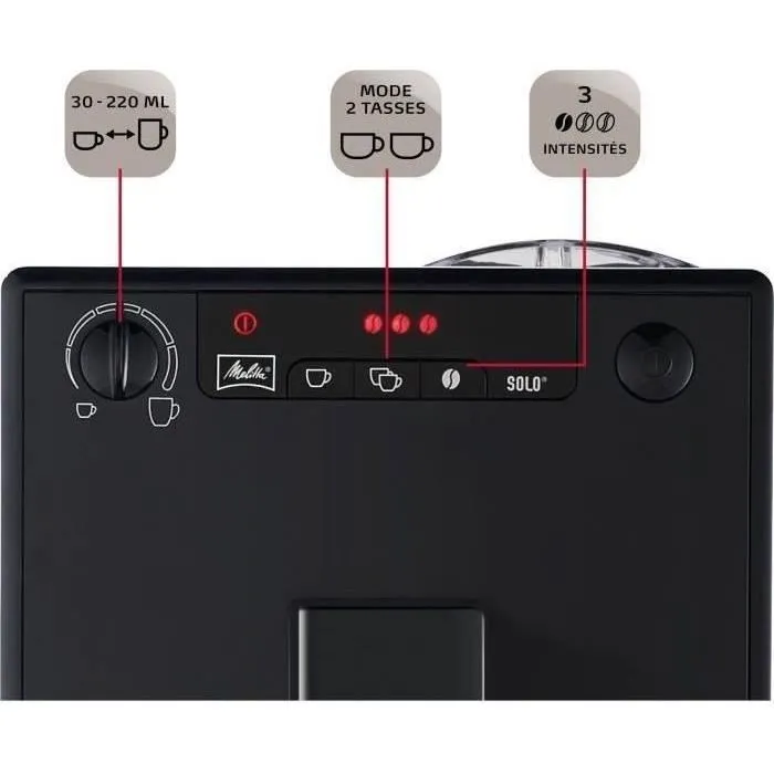 Melitta E950-222 Cafetera Automática con Molinillo Caffeo Solo - Negro Puro - 15 Bares - 1.2L - 1400W 4