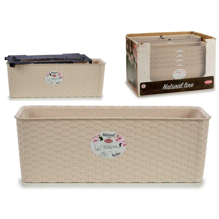 Jardinera Natural Reser Agua 50 cm Beige Stefanplast - 48.5x17.5x16 cm (12 Unidades) Jardinera Natural Reser Agua 50 cm Beige Stefanplast - 48.5x17.5x16 cm (12 Unidades)