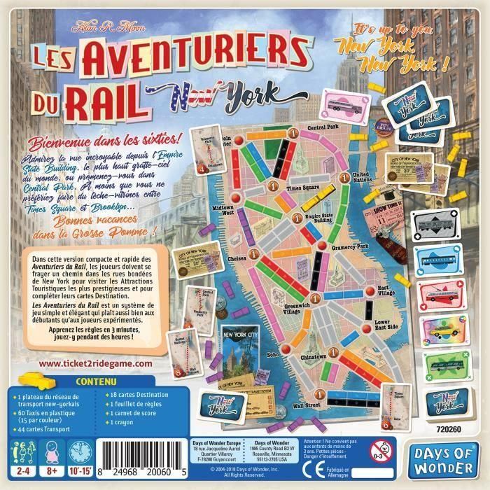 Días de maravilla | Aventureros ferroviarios: Nueva York | Juego de mesa | De 8 años | 2 a 4 jugadores | 10 a 15 minutos 2 Días de maravilla | Aventureros ferroviarios: Nueva York | Juego de mesa | De 8 años | 2 a 4 jugadores | 10 a 15 minutos 2