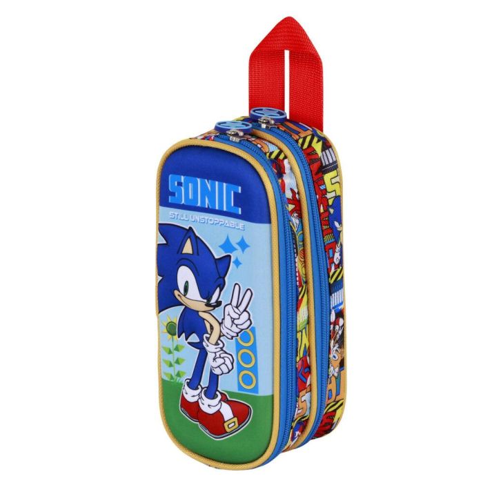 Sonic The Hedgehog - SEGA Estuche Portatodo 3D Doble Unstoppable, Azul, 2 Compartimentos con Cremallera 2 Sonic The Hedgehog - SEGA Estuche Portatodo 3D Doble Unstoppable, Azul, 2 Compartimentos con Cremallera 2