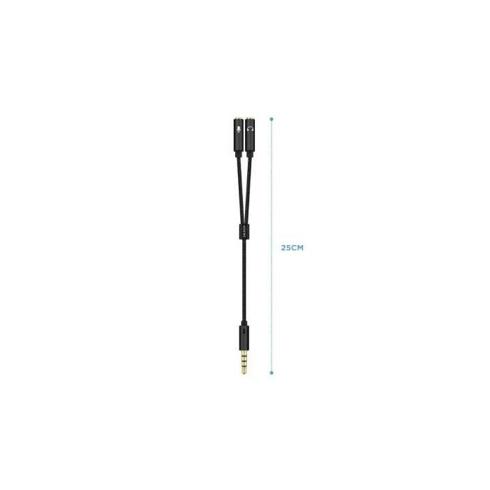 Aisens Cable Adaptador Audio Jack 3.5mm 4 Pines-M a 2xJack 3.5mm 3 Pines-H, Negro, 25 cm 1 Aisens Cable Adaptador Audio Jack 3.5mm 4 Pines-M a 2xJack 3.5mm 3 Pines-H, Negro, 25 cm 1