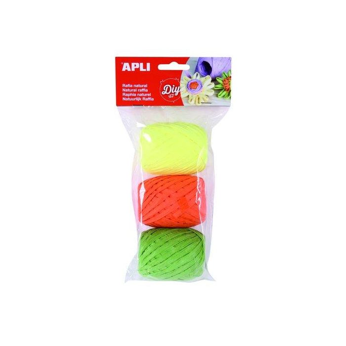 Rafia Apli Natural 30 M Colores Fluor Bolsa De 3