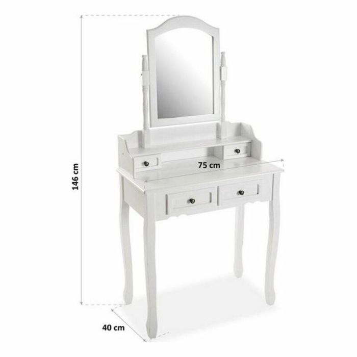 Tocador Venus Blanco Versa 40x146 cm - Cristal, Madera MDF y Paulownia 1 Tocador Venus Blanco Versa 40x146 cm - Cristal, Madera MDF y Paulownia 1