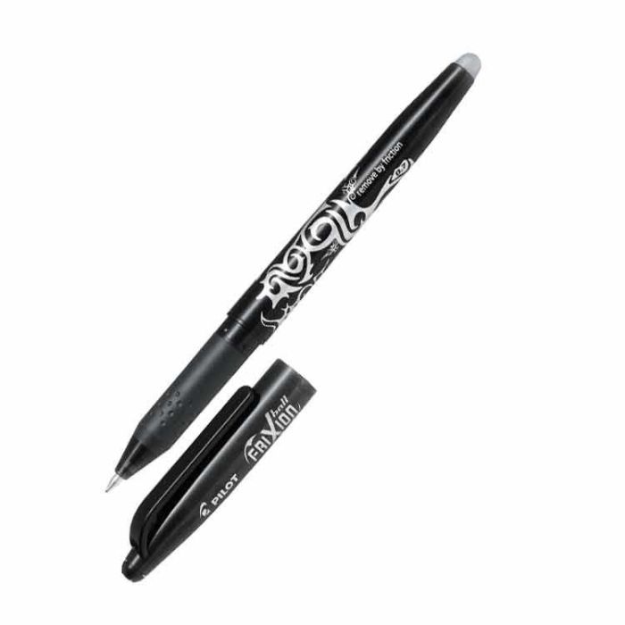 PILOT Bolígrafo de Gel FriXion Borrable Negro 0.7mm con Tapa - Tinta Negra para Escritura Fluida