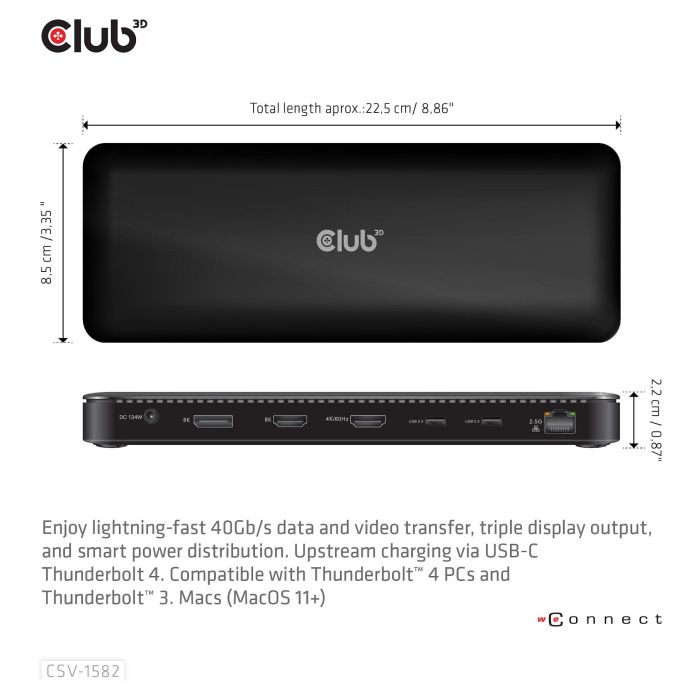 Club 3D Dockingstation Thunderbolt 4 12-in-1 para 3 Pantallas ST/BU 2