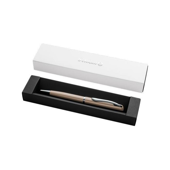 Pelikan Bolígrafo Jazz Noble Elegance Metal Diseño Moderno Pardo Tinta Azul Punto Mediano 1mm Mecanismo Giro Estuche De Regalo