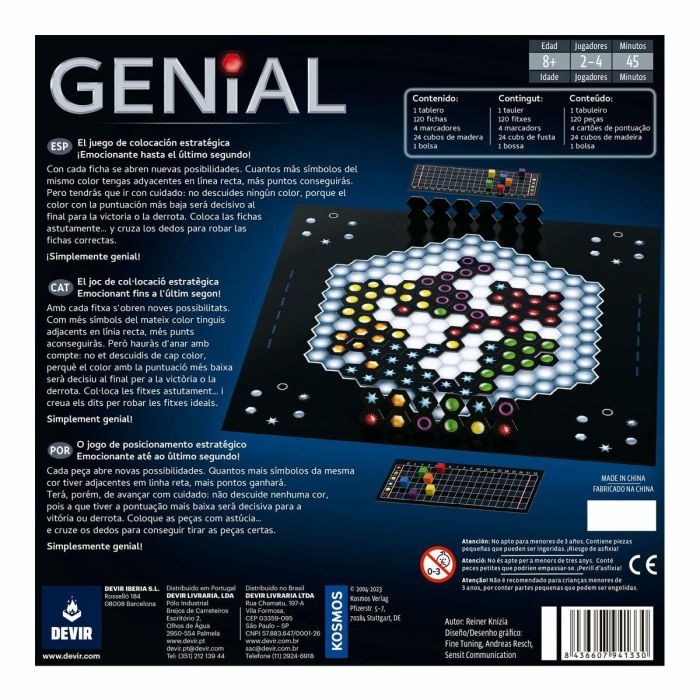 Devir Juego Mesa Genial 2024 - Diseñado por Reiner Knizia, Nominado al Juego del Año 2004, para 2-4 Jugadores, 45 Minutos, Edad 8+ 4 Devir Juego Mesa Genial 2024 - Diseñado por Reiner Knizia, Nominado al Juego del Año 2004, para 2-4 Jugadores, 45 Minutos, Edad 8+ 4