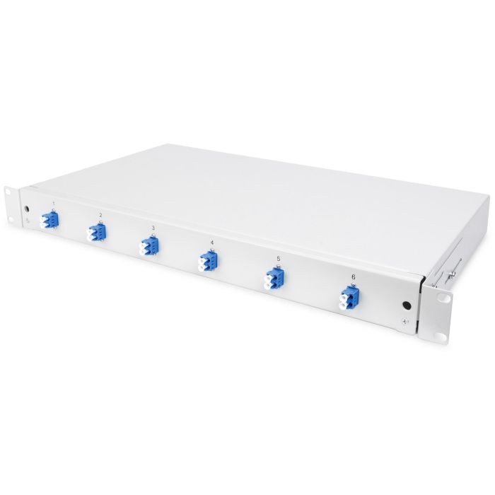 DIGITUS LWL Spleißbox 1HE bestückt 6x LC DX OS2 grau