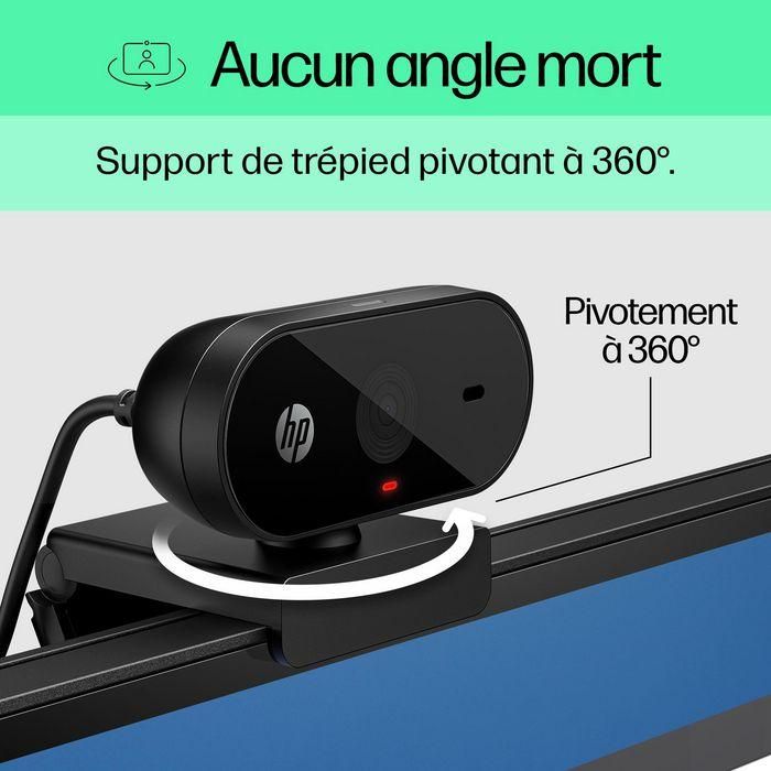 HP 53X26AA Webcam 320 Full HD 1080p con Micrófono Integrado, Gran Angular 66º, Cubierta de Privacidad, Rotación 360º, Works With Chromebook 14