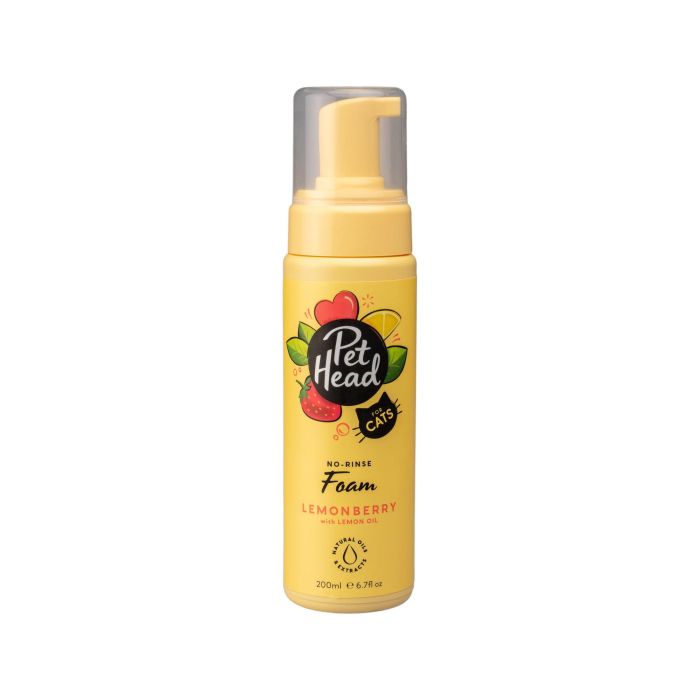Pet Head Felin' Good Espuma sin Aclarado para Gatos - Limpieza Rápida, Pelaje Suave y con Volumen, Aroma Limón 200 ml 3