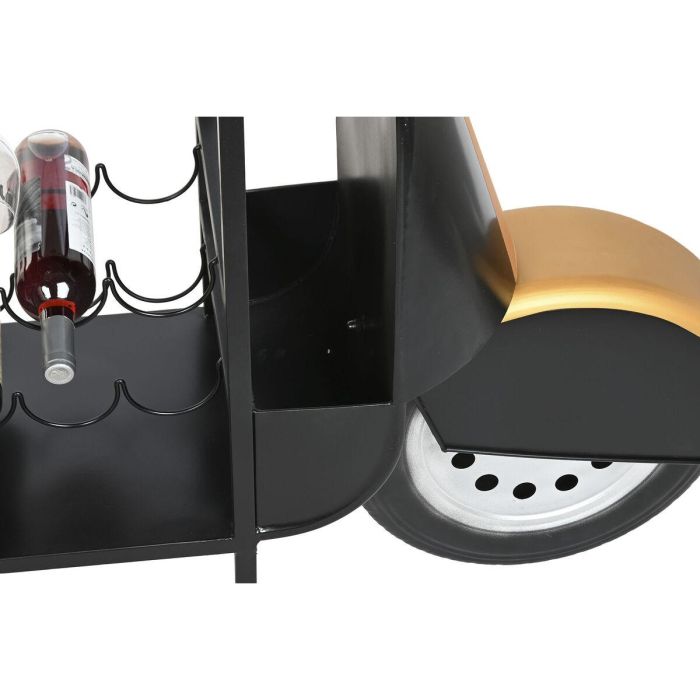 DKD Home Decor Botellero Urban Moto Negro y Dorado de Hierro y Abeto 36 x 92 x 134 cm 2