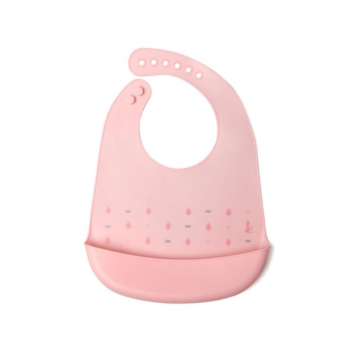 KioKids Babero Silicona Rosa con Bolsillo Recogemigas para Bebé +4 Meses Impermeable 2