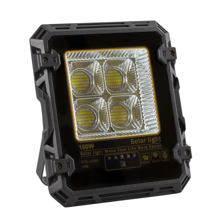 Proyector LED 100W con Panel Solar, Control Remoto e IP65 [1916-FLSOL-100W-CW]