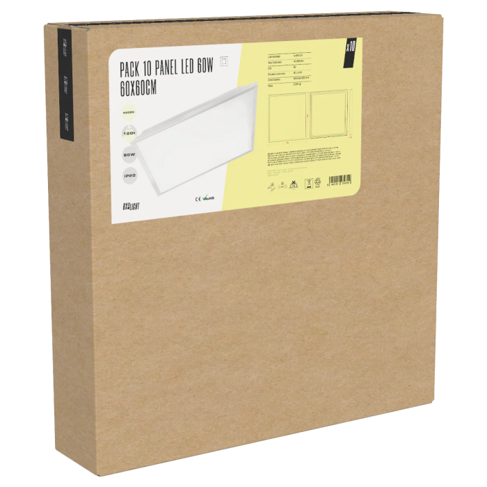 BX3 LIGHT Pack de 10 Paneles LED Modulares 60W 600x600 4000K 5400 Lumenes Sustitución Fluorescente BX3-LPT-6060-60W-W BX3 LIGHT Pack de 10 Paneles LED Modulares 60W 600x600 4000K 5400 Lumenes Sustitución Fluorescente BX3-LPT-6060-60W-W