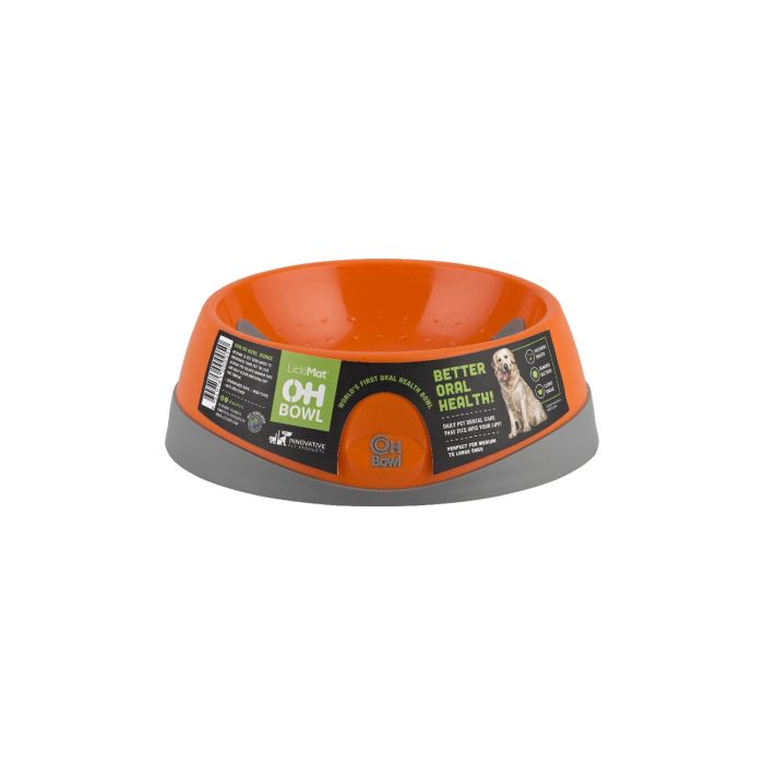 Lickimat Oh Bowl Perro M Naranja - Bol para Perros de Todos los Tamaños, para Salud Digestiva y Cuidado Dental 2