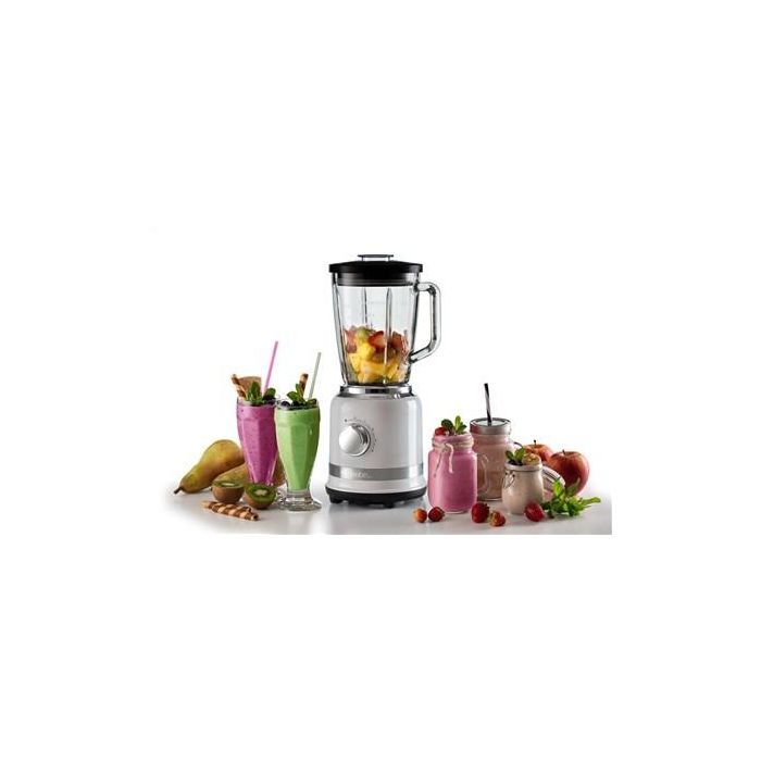 Ariete Batidora de Vaso Moderna Blanca con Vaso de Vidrio, 4 Cuchillas de Acero Inoxidable y 4 Velocidades 2 Ariete Batidora de Vaso Moderna Blanca con Vaso de Vidrio, 4 Cuchillas de Acero Inoxidable y 4 Velocidades 2
