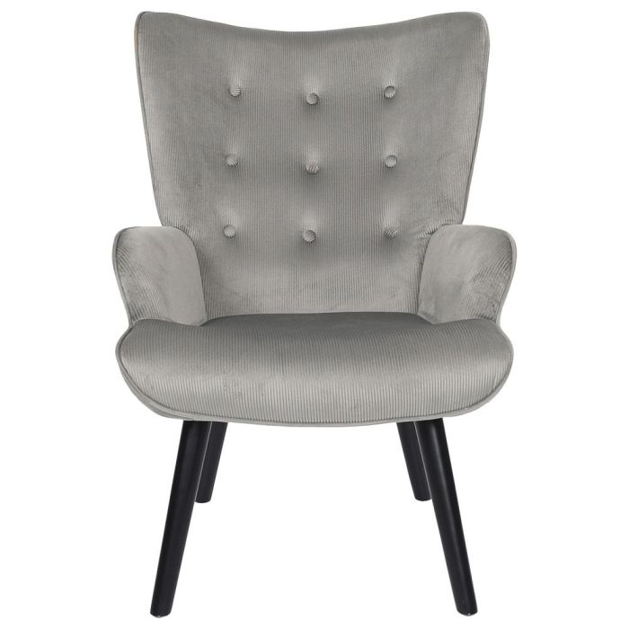 Home Deco Factory Butaca Sillón Giulia Gris de Acero con Patas de Madera y Tapizado de Poliéster 68x75x96 cm 3
