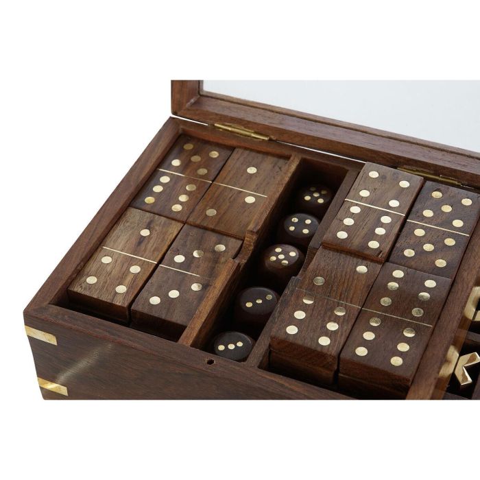 DKD Home Decor Set de 3 Juegos de Mesa Colonial: Dominó y Tres en Raya de Madera Sheesham y Cristal, Marrón 15x15x7 cm 3 DKD Home Decor Set de 3 Juegos de Mesa Colonial: Dominó y Tres en Raya de Madera Sheesham y Cristal, Marrón 15x15x7 cm 3