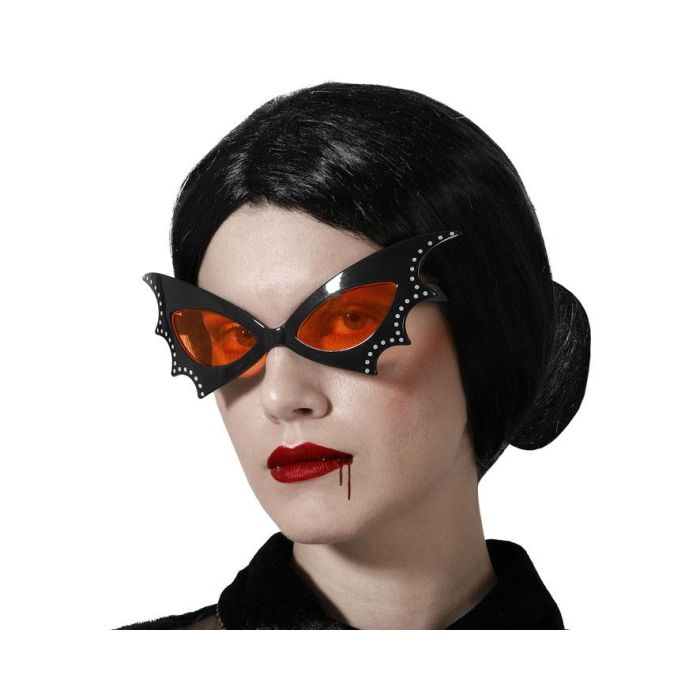 Gafas Vintage Negras Con Lentes Rojas Y Detalles De Murciélago Para Halloween Y Disfraces