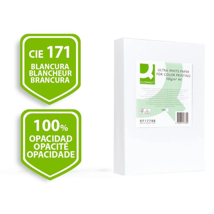 Papel Fotocopiadora Q-Connect Ultra White Din A4 160 gramos Paquete De 250 Hojas 1