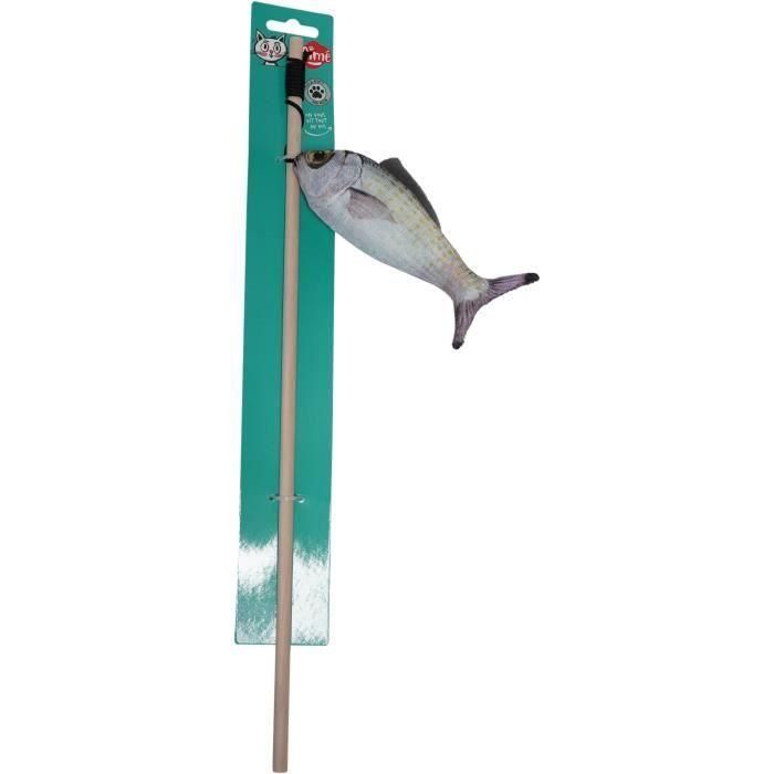 Aime AIM3281019014395 Juguete para Gatos Caña de Pescar Palo de Madera con Pez de 15 cm