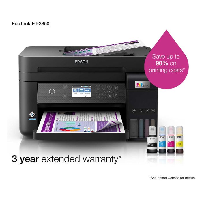 Epson ET-3850 Impresora Multifunción EcoTank 3 en 1, A4, Wi-Fi, ADF, Duplex, Inyección de Tinta, Color, 4800 x 1200 DPI 17 Epson ET-3850 Impresora Multifunción EcoTank 3 en 1, A4, Wi-Fi, ADF, Duplex, Inyección de Tinta, Color, 4800 x 1200 DPI 17