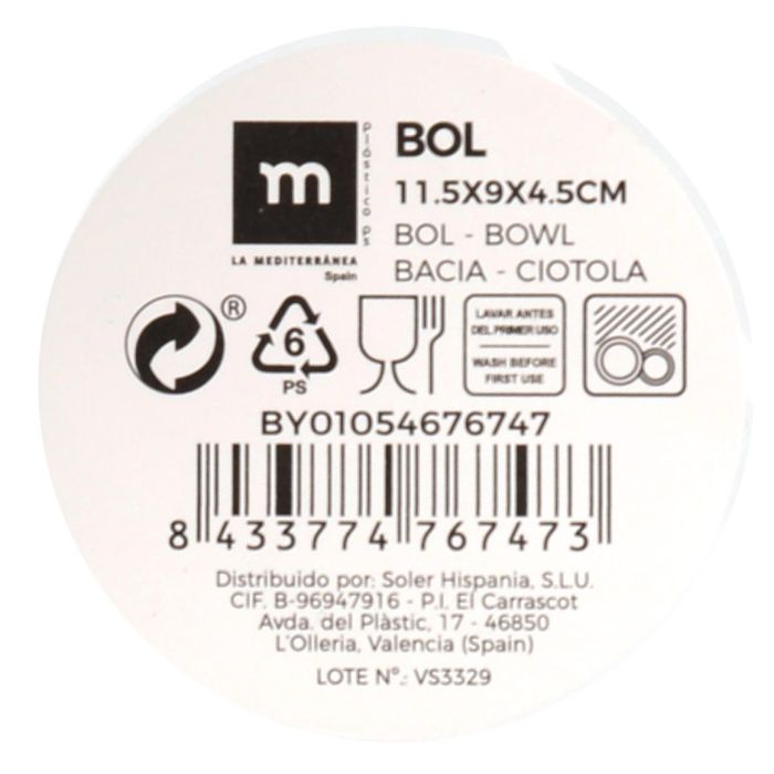 Bol La Mediterranea 11.5 cm x 9 cm x 4.5 cm (24 Unidades) 2 Bol La Mediterranea 11.5 cm x 9 cm x 4.5 cm (24 Unidades) 2