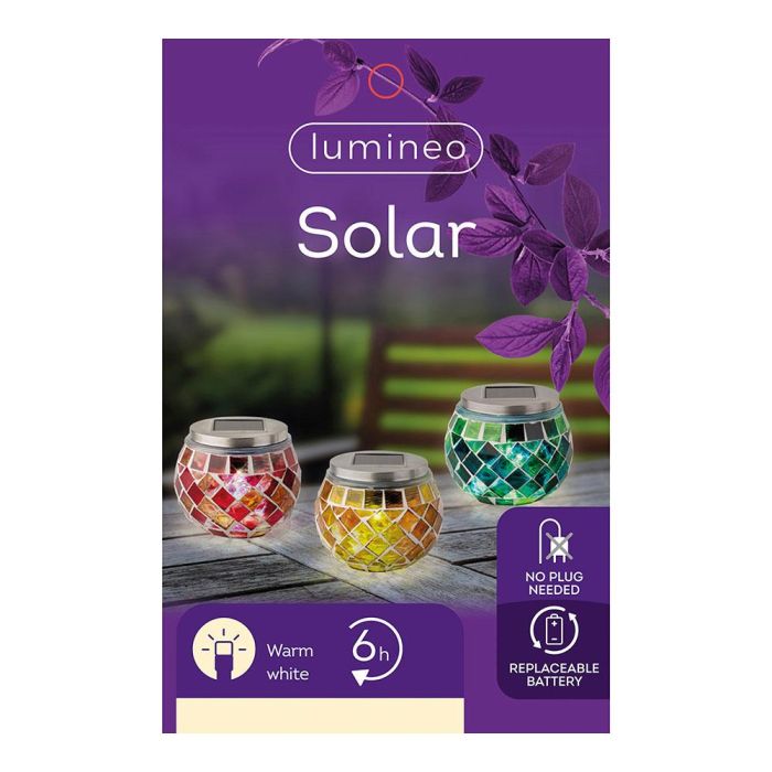 Lámpara solar diseño mosaico 9cm colores surtidos. 894596 Lámpara solar diseño mosaico 9cm colores surtidos. 894596