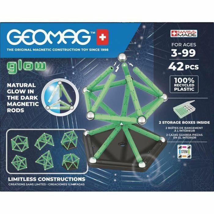Geomag Set de Construcción Magnético EcoFriendly 42 Piezas Brilla en la Oscuridad - Barras y Esferas 100% Reciclado 5