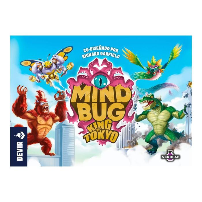 Nerdlab Mindbug King of Tokyo - Juego de Cartas Estratégico de 2 Jugadores - Edición Especial con Dado y Cartas de Poder - A Partir de 8 Años