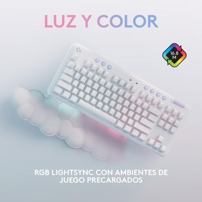 Logitech G G715 Teclado Mecánico Inalámbrico Gaming 87 Teclas QWERTY Español Switches Lineales LIGHTSYNC Blanco con Reposamuñecas 4 Logitech G G715 Teclado Mecánico Inalámbrico Gaming 87 Teclas QWERTY Español Switches Lineales LIGHTSYNC Blanco con Reposamuñecas 4