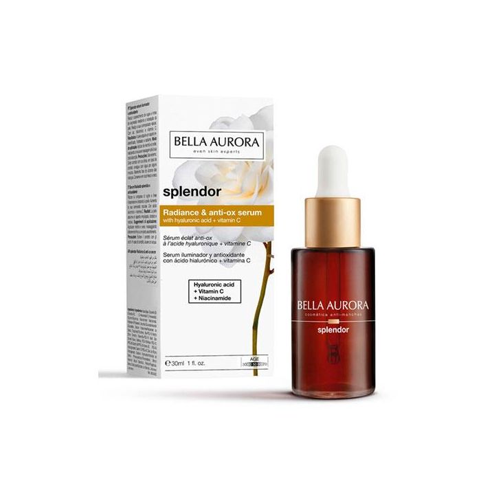 Bella Aurora SPLENDOR Sérum Iluminador y Antioxidante Antiarrugas Antiedad con Vitamina C y Ácido Hialurónico para Todo Tipo Pieles 30ml