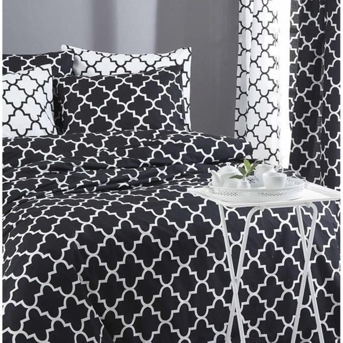 Juego de cama ASI8683742032472 - 1 funda nórdica 220x240 cm + 2 fundas de almohada 60x60 cm - 100% algodón reforzado - Negro 1 Juego de cama ASI8683742032472 - 1 funda nórdica 220x240 cm + 2 fundas de almohada 60x60 cm - 100% algodón reforzado - Negro 1