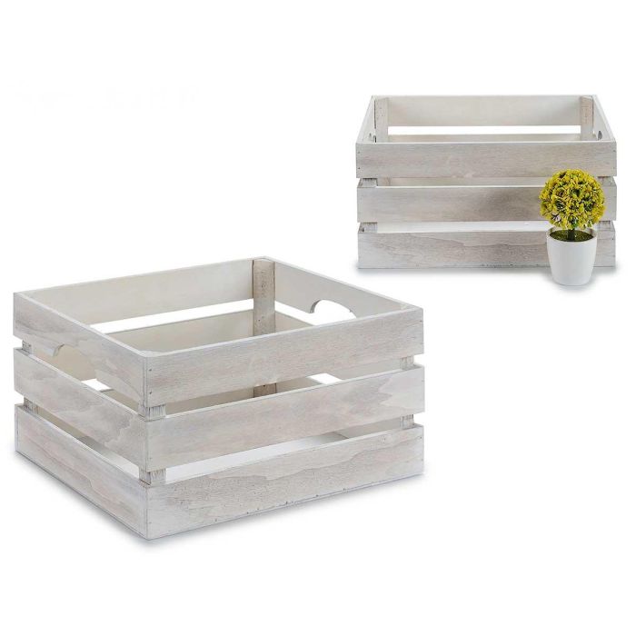Giftdecor Caja de Madera de Álamo Blanco Envejecido 36x26x18 cm (12 Unidades)