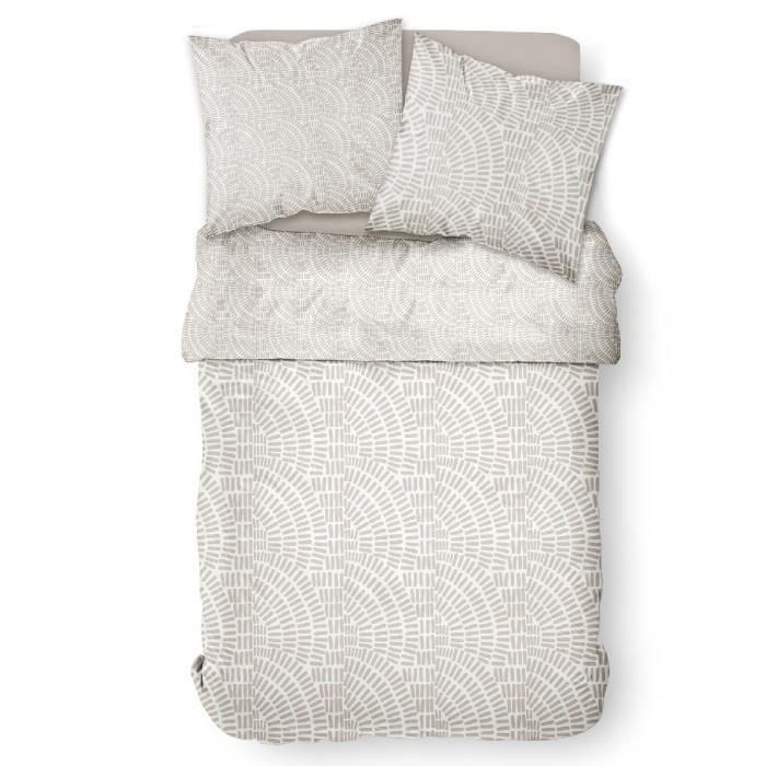 Juego de ropa de cama Mawira - 2 personas - 260 x 240 cm - 100% algodón - Estampado Étnico Beige - HOY 1 Juego de ropa de cama Mawira - 2 personas - 260 x 240 cm - 100% algodón - Estampado Étnico Beige - HOY 1