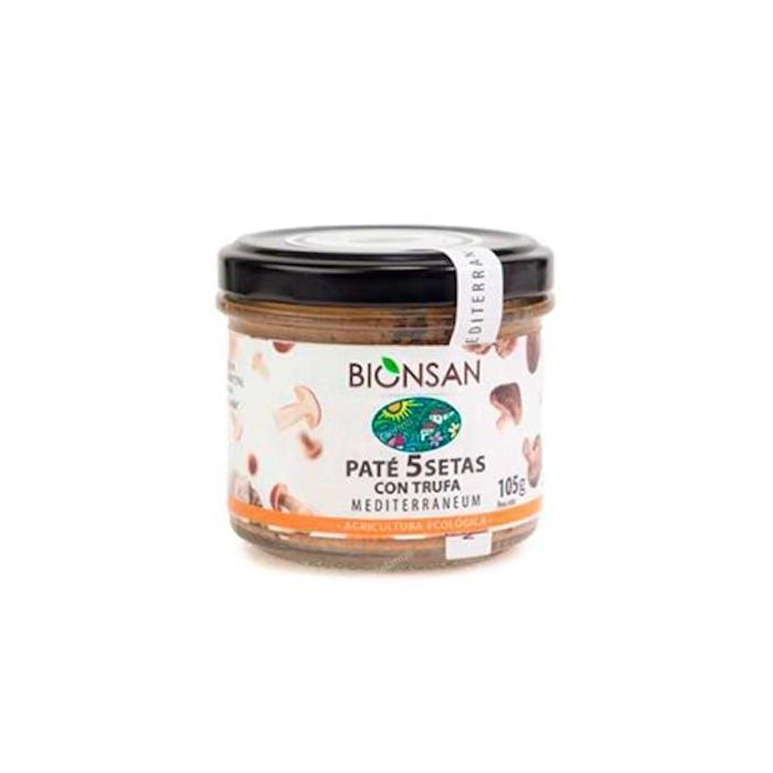 BIONSAN Paté Vegano de 5 Setas con Trufa Eco 105g - Champiñones, Boletus, Shitake, Reishi, Maitake y Garbanzos