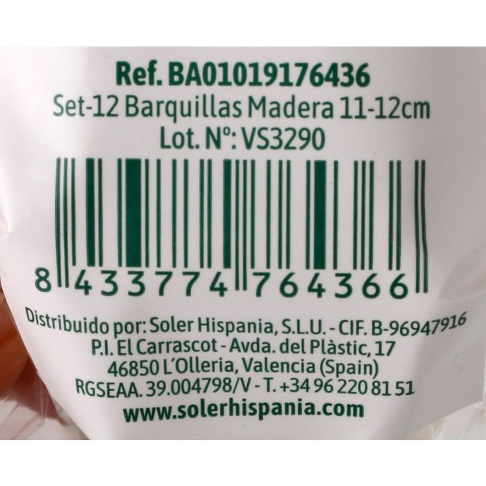 Set de 12 barquillas de madera Algon 10 cm (24 Cajas) 10 Set de 12 barquillas de madera Algon 10 cm (24 Cajas) 10