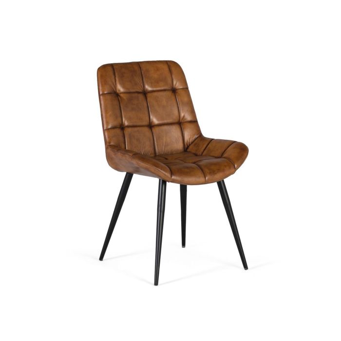 GINER Y COLOMER Silla de Comedor Tapizada en Piel Natural Marrón 0 GINER Y COLOMER Silla de Comedor Tapizada en Piel Natural Marrón 0