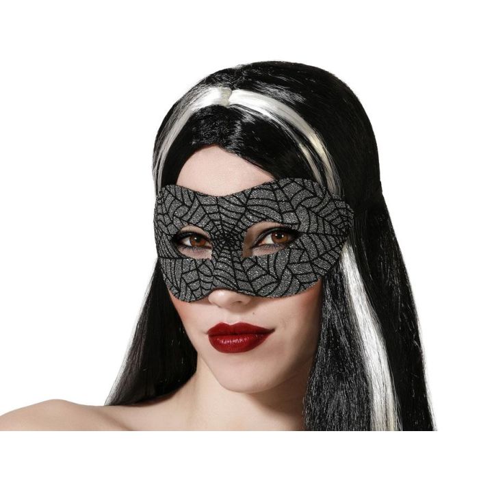 Antifaz Halloween Negro Brillante Araña Mujer Adulto